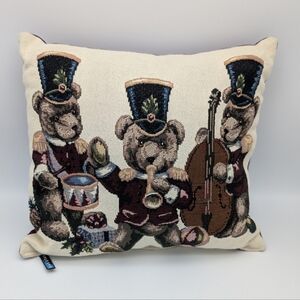 Dakota Christmas Festive Bear Musician Tapestry Pillow